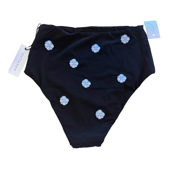 ANEMONE High Waisted Embroidered Cheeky Bottom - Black Floral NWT - Picture 6 of 7